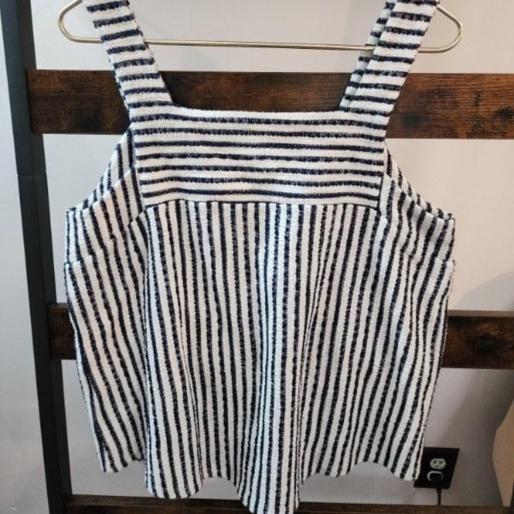 Lucky Brand Navy/White Babydoll Top
